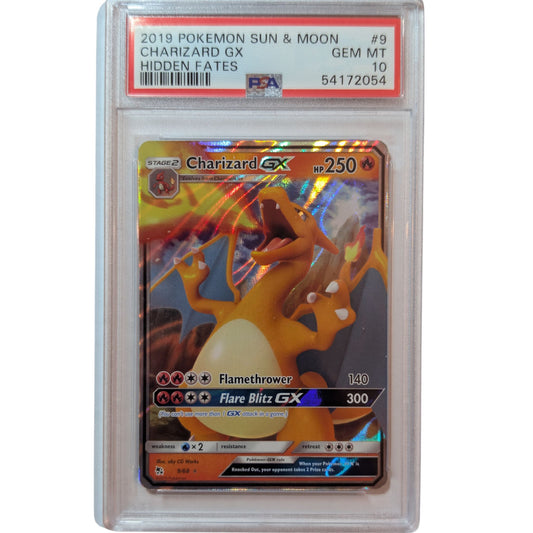 2019 POKEMON SUN & MOON HIDDEN FATES #9 CHARIZARD GX HIDDEN FATES (PSA 10)