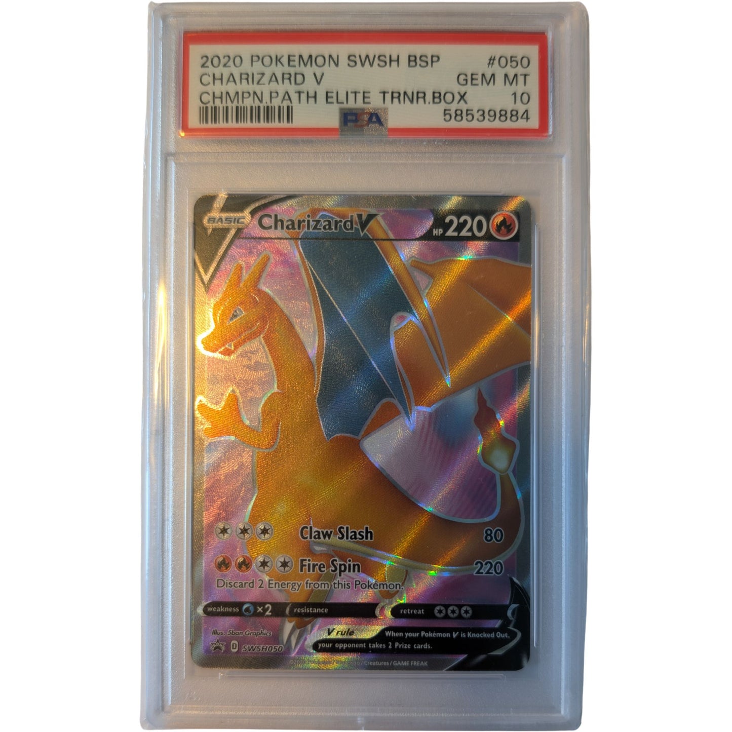 2020 POKEMON SWSH BLACK STAR PROMO #050 CHARIZARD V CHMPN.PATH ELITE TRNR.BOX (PSA 10)