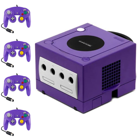 Nintendo GameCube Lila (begagnad) + 4st Kontroller Tredjepart Lila